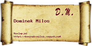 Dominek Milos névjegykártya